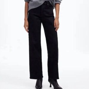 Madewell The Perfect Vintage Wide Leg Jean 25P Black Wash High Rise Petite